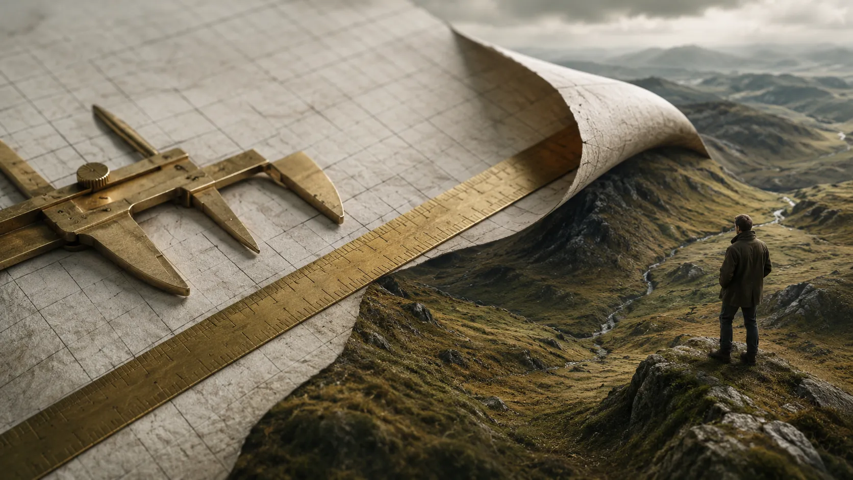The Benchmark Is Not the Territory — Symbolic illustration · No real people depicted